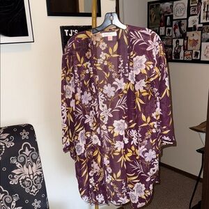 Floral Purple and Yellow Kimono